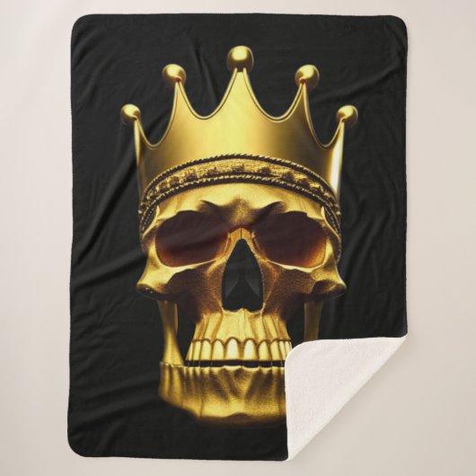 Gold Skull Sherpa Blanket Sherpa Deken (Voorkant)