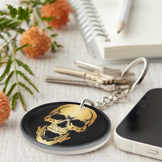 Gold Skull Sleutelhanger acrylcirkel (Voorkant Rechts)