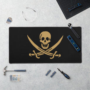 Gold Skull & Swords Pirate flag of Calico Jack Bureaumat