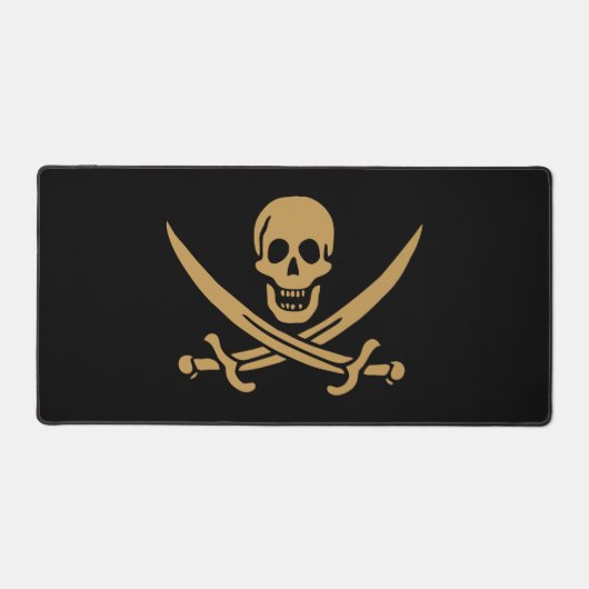 Gold Skull & Swords Pirate flag of Calico Jack Bureaumat (Voorkant)