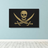 Gold Skull & Swords Pirate flag of Calico Jack Canvas Afdruk (Insitu (Houten vloer))