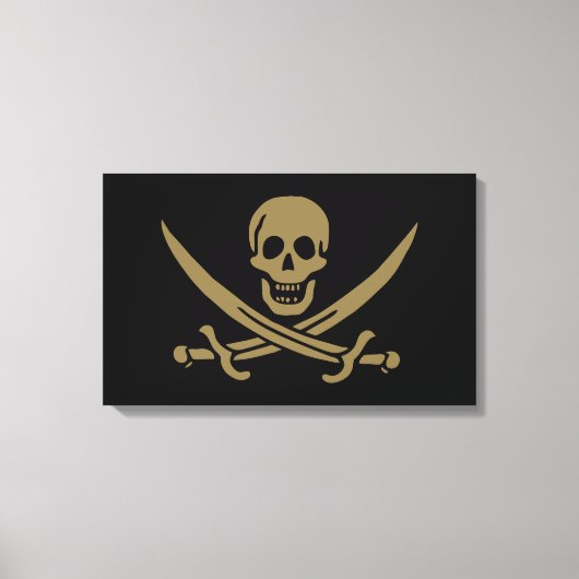 Gold Skull & Swords Pirate flag of Calico Jack Canvas Afdruk (Voorkant)