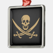 Gold Skull & Swords Pirate flag of Calico Jack Metalen Ornament (Links)