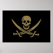 Gold Skull & Swords Pirate flag of Calico Jack Poster (Voorkant)
