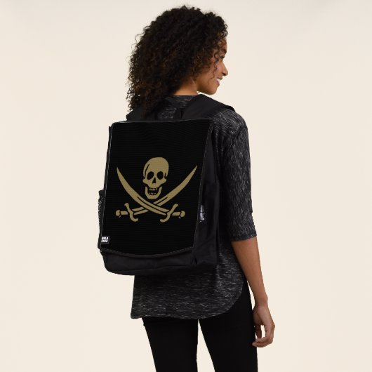 Gold Skull & Swords Pirate flag of Calico Jack Rugtassen (Gedragen)