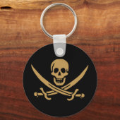 Gold Skull & Swords Pirate flag of Calico Jack Sleutelhanger (Voorkant)