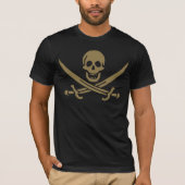 Gold Skull & Swords Pirate flag of Calico Jack T-shirt (Voorkant)