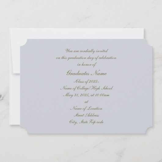 Gold & Sky-Blue Afstuderen Floral Button 2025 Kaar Kaart (Achterkant)