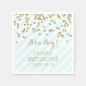 Gold Sky Blue Confetti Stripes Baby shower Servet (Voorkant)