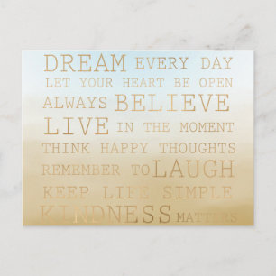 Gold Sky Blue Ombre Waterverf Briefkaart