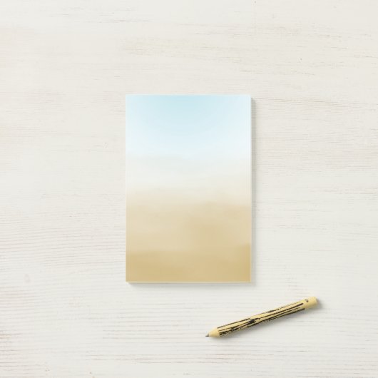 Gold Sky Blue Ombre Waterverf Post-it® Notes (Op bureau)