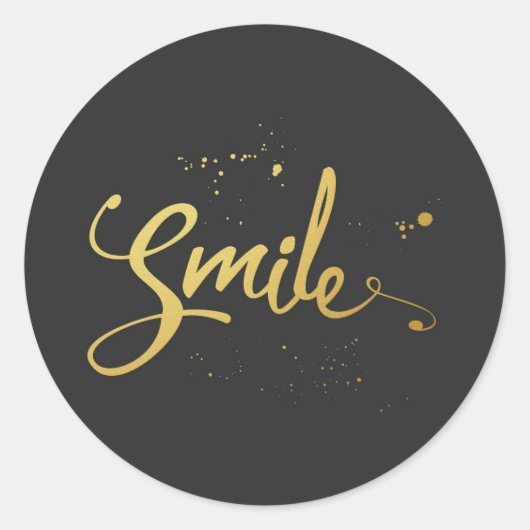 Gold Smile Quote Ronde Sticker (Voorkant)