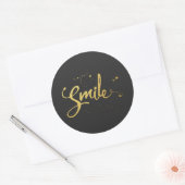 Gold Smile Quote Ronde Sticker (Envelop)