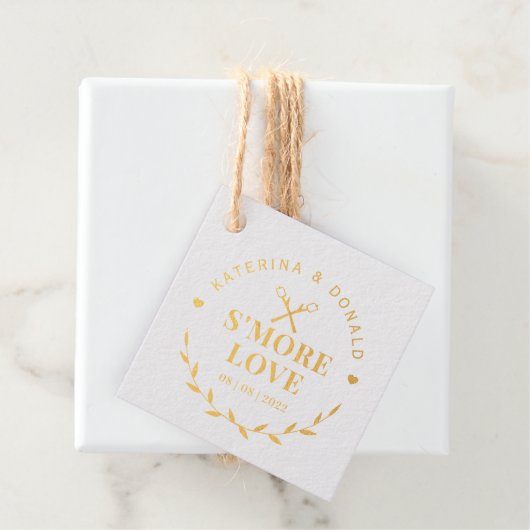 Gold S'more Love Wedding Bedankjes Labels (Met doos)