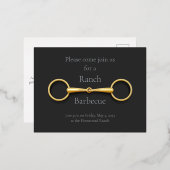 Gold Snaffle Bit Elegant Equestrian Folie Uitnodiging Briefkaart (Voorkant / Achterkant)