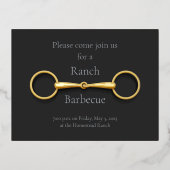 Gold Snaffle Bit Elegant Equestrian Folie Uitnodiging Briefkaart (Voorkant)