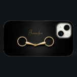 Gold Snaffle Bit Elegant Equestrian Personalised Case-Mate iPhone 14 Hoesje<br><div class="desc">Deze elegante telefoonzaak heeft een gouden losse ringslang onder jouw naam.</div>