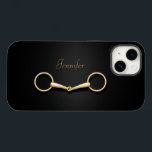 Gold Snaffle Bit Elegant Equestrian Personalised Case-Mate iPhone 14 Hoesje<br><div class="desc">Deze elegante telefoonzaak heeft een gouden losse ringslang onder jouw naam.</div>