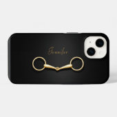 Gold Snaffle Bit Elegant Equestrian Personalised iPhone Hoesje (Achterkant horizontaal)