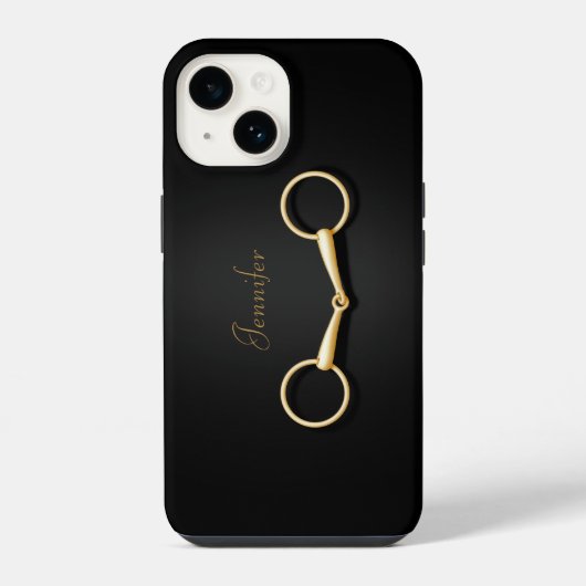 Gold Snaffle Bit Elegant Equestrian Personalised iPhone Hoesje (Achterkant)