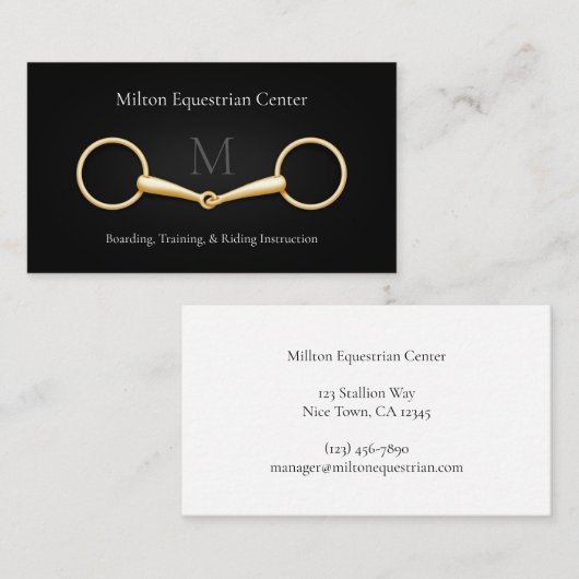 Gold Snaffle Bit Elegant Equestrian Services Visitekaartje (Voorkant / Achterkant)