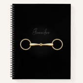 Gold Snaffle Bit Elegant Personalized Equestrian Notitieboek (Voorkant)