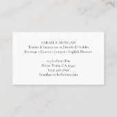 Gold Snaffle Bit Horse Trainer Riding Instructeur Visitekaartje (Achterkant)