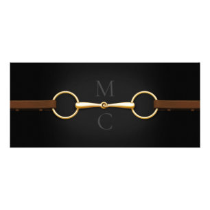 Gold Snaffle Bit & Laced Reins Equestrian Industry Reclamekaart