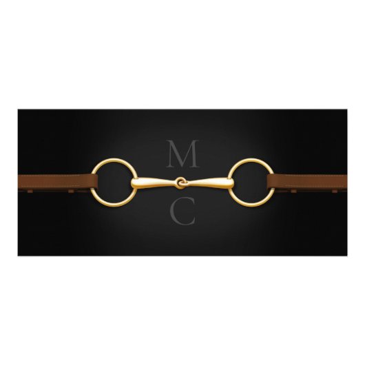 Gold Snaffle Bit & Laced Reins Equestrian Industry Reclamekaart (Voorkant)