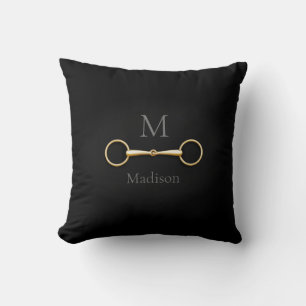 Gold Snaffle Bit Monogrammed Equestrian Kussen