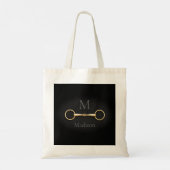 Gold Snaffle Bit Monogrammed Equestrian Tote Bag (Achterkant)