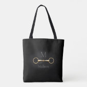 Gold Snaffle Bit Monogrammed Equestrian Tote Bag (Achterkant)