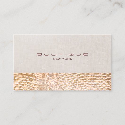 Gold Snake Skin en Linen Mode Boutique Visitekaartje (Voorkant)