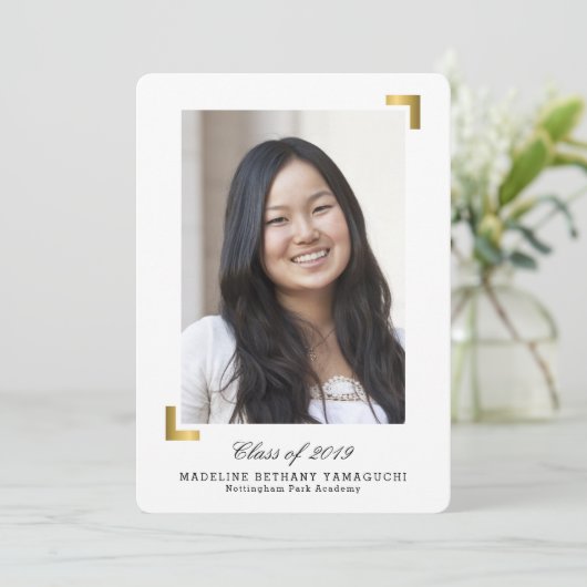 Gold Snapshot Afstuderen kondiging foto-kaart Kaart (Staand voorkant)