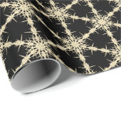 Gold sneeuwvlokken op zwart cadeaupapier (Rol Hoek)