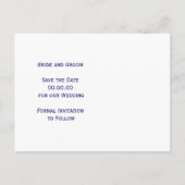 Gold snewflake blue winter bruiloft Bespaar op dat Aankondigingskaart (Achterkant)