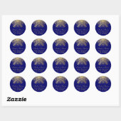 Gold snewflake blue winter bruiloft Bespaar op dat Ronde Sticker (Vel)