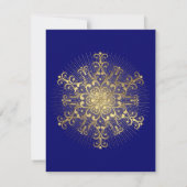 Gold snewflake blue winter bruiloft Bespaar op dat Save The Date (Achterkant)