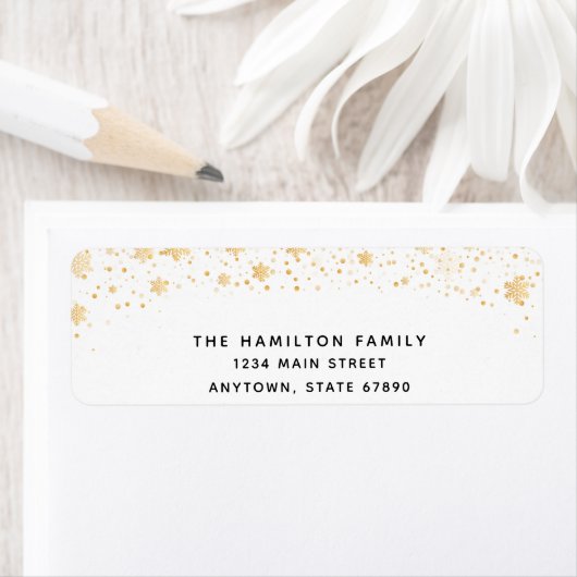 Gold snewflake Merry-kerst Etiket (Insitu)