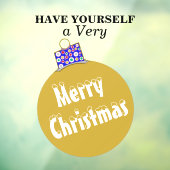 Gold Snow Capped Ornament Ball Merry Kerstmis Raamsticker (Vel 3)