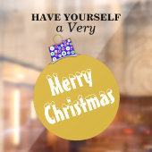 Gold Snow Capped Ornament Ball Merry Kerstmis Raamsticker (Vel 2)