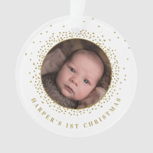 Gold Snow Circle Baby eerste kerstfoto Ornament