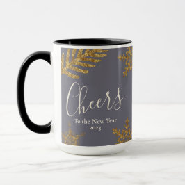 Gold Snow Flakes-Cheers naar het nieuwe jaar Paars Mok