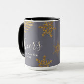 Gold Snow Flakes-Cheers naar het nieuwe jaar Paars Mok (Voorkant links)