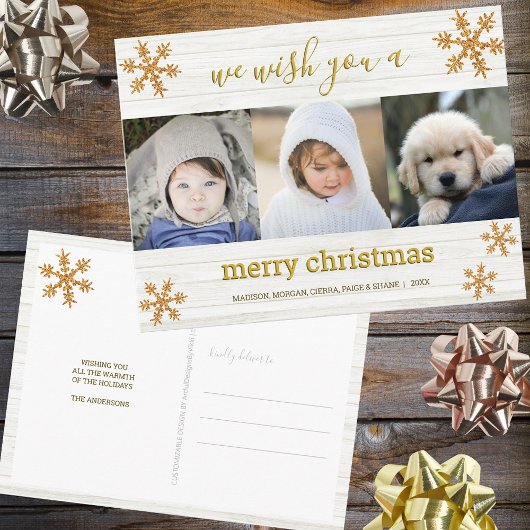 Gold Snowflake 3 Foto Merry Kerstry Briefkaart