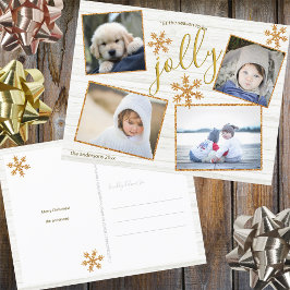 Gold Snowflake 4 Foto Jolly Kerstmis Briefkaart