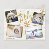 Gold Snowflake 4 Foto Jolly Kerstmis Briefkaart (Voorkant)