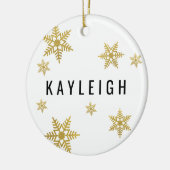 Gold Snowflake - Aangepaste naam & kerstfoto's Keramisch Ornament (Links)
