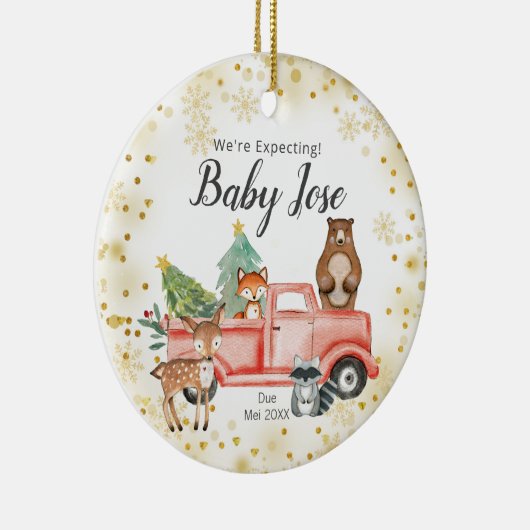 Gold Snowflake Animal Truck We verwachten van oude Keramisch Ornament (Rechts)