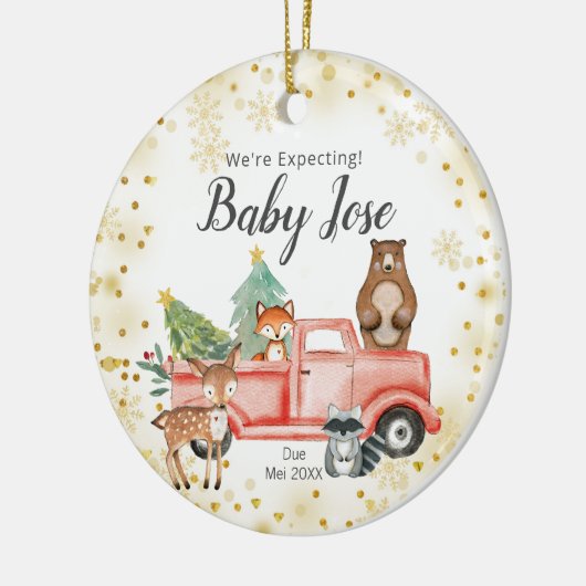 Gold Snowflake Animal Truck We verwachten van oude Keramisch Ornament (Links)